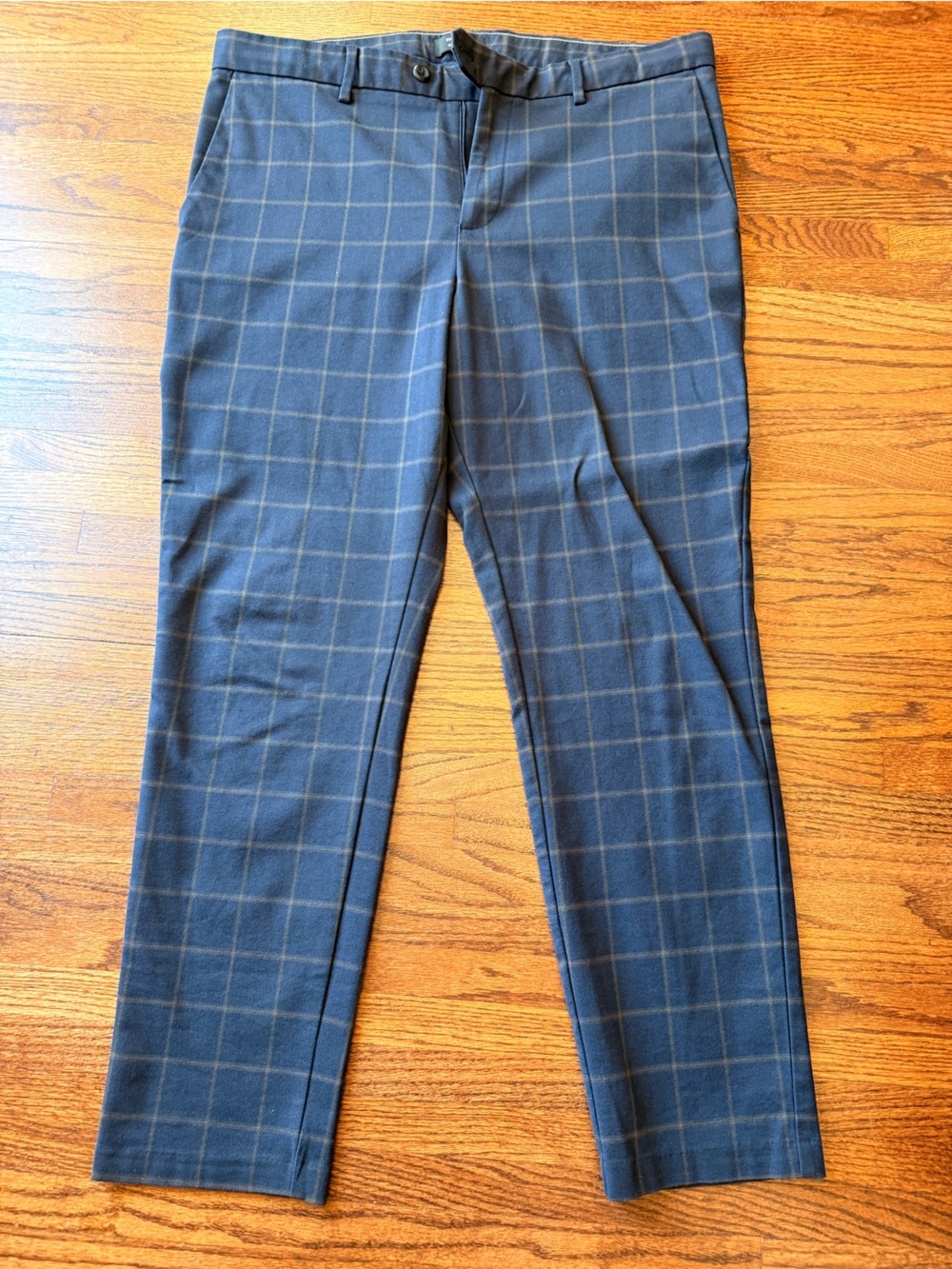 Banana Republic Navy Plaid Dress Pants with Brown Windowpane